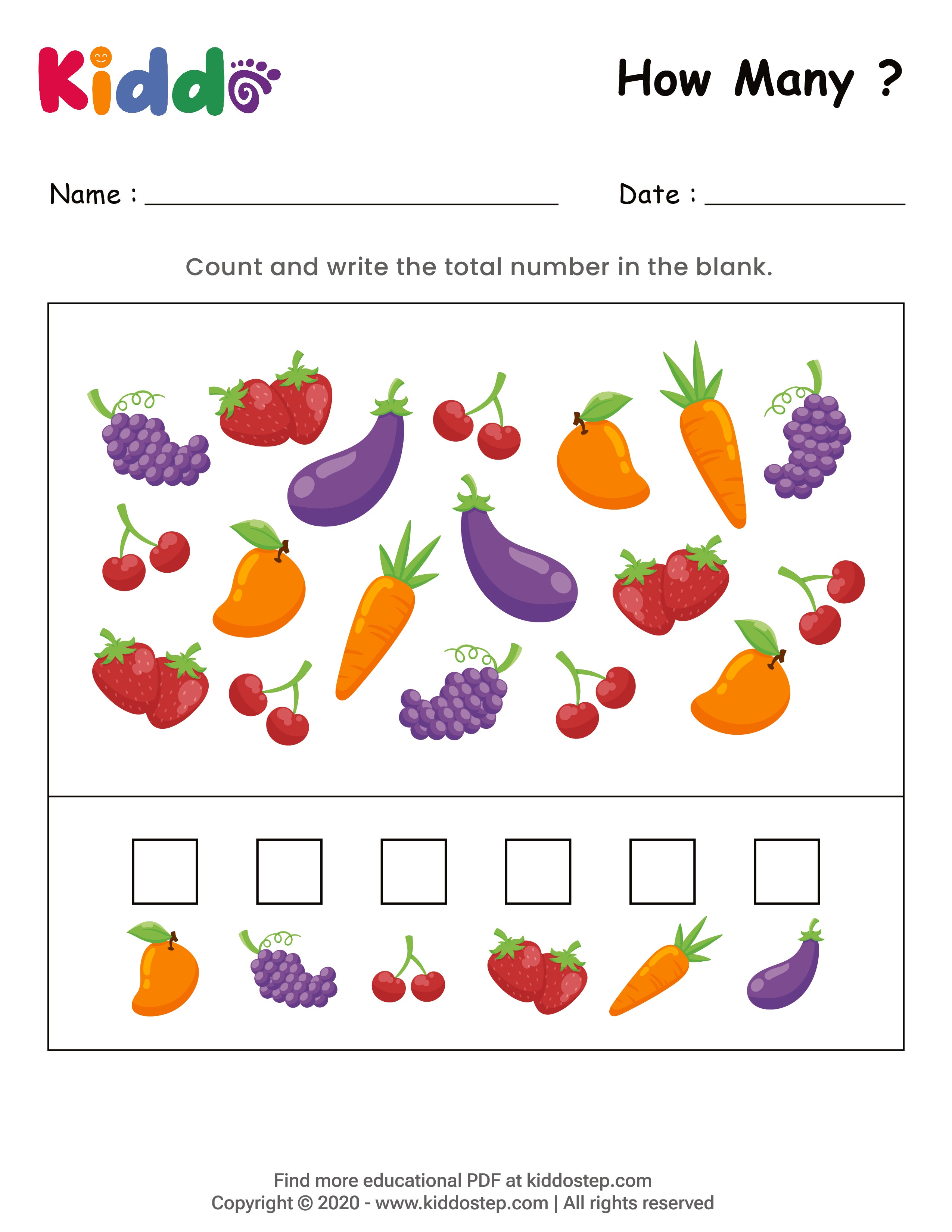 Math Counting Fruits & Vegetables