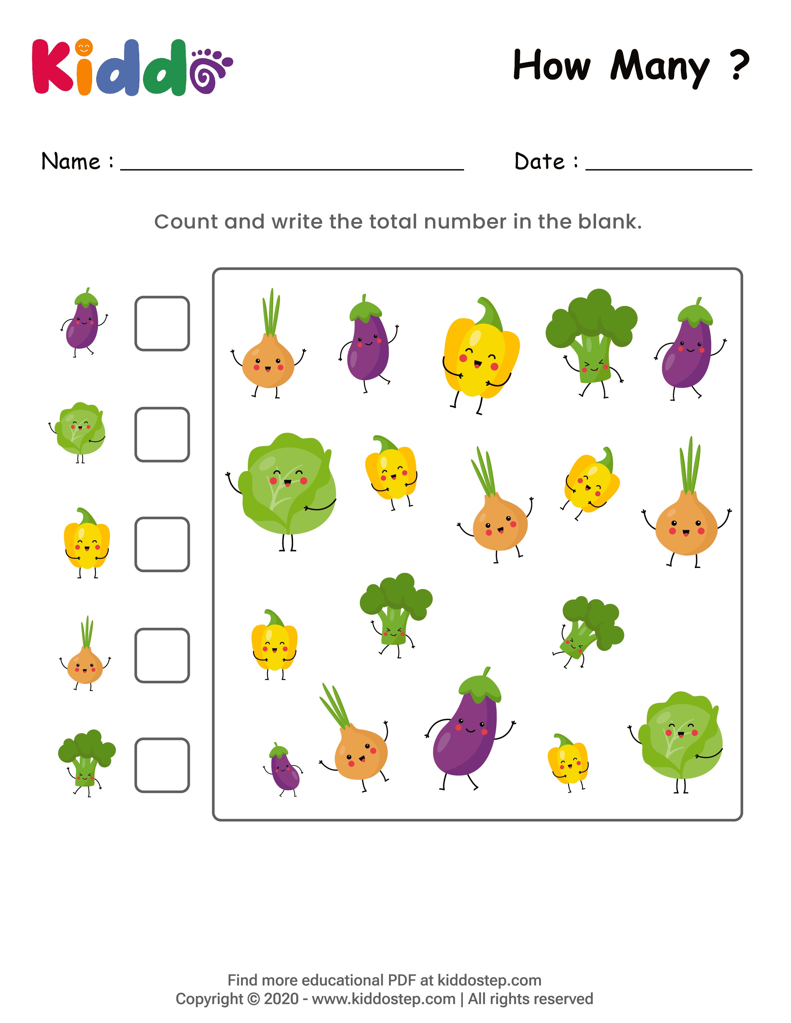 Math Counting Fruits & Vegetables