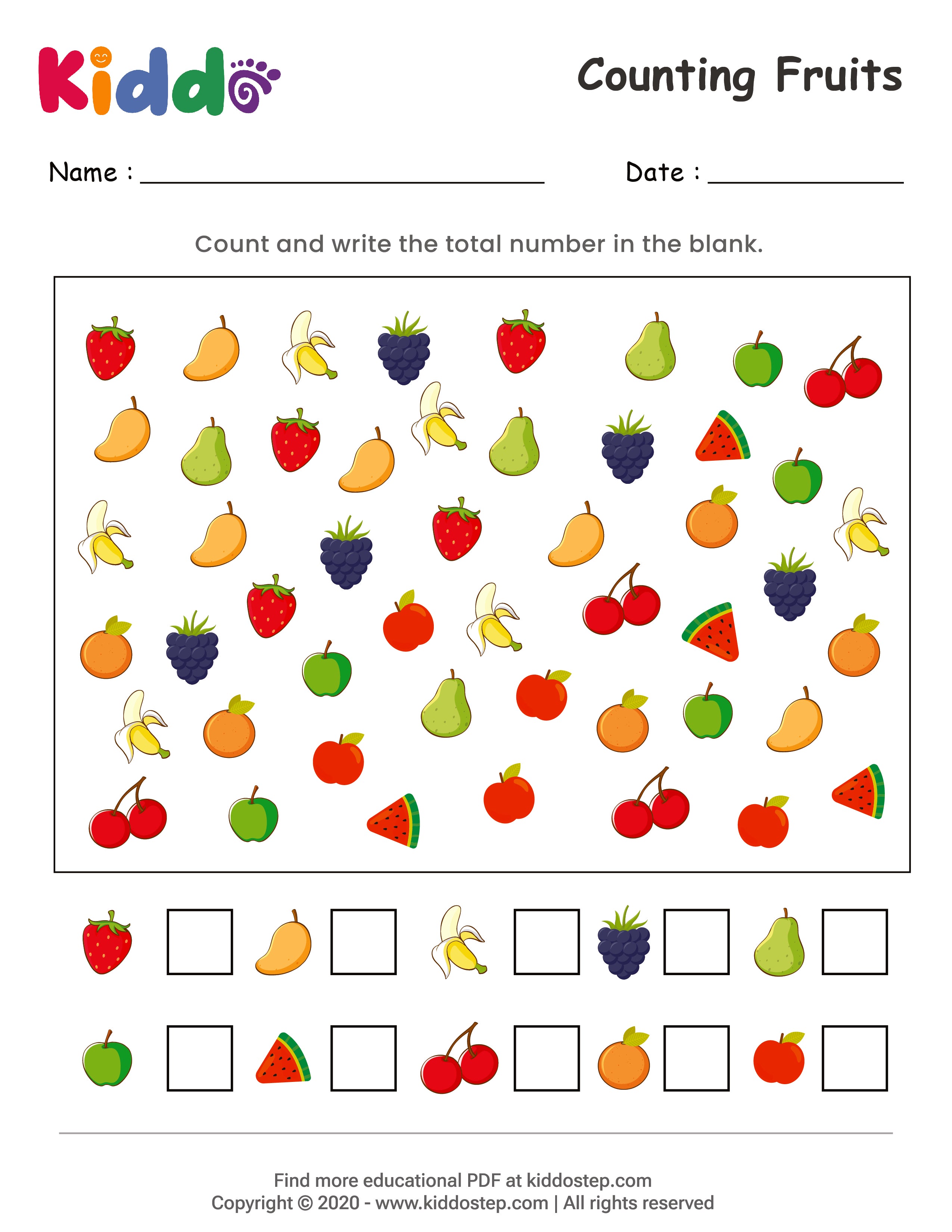 Math Counting Fruits & Vegetables